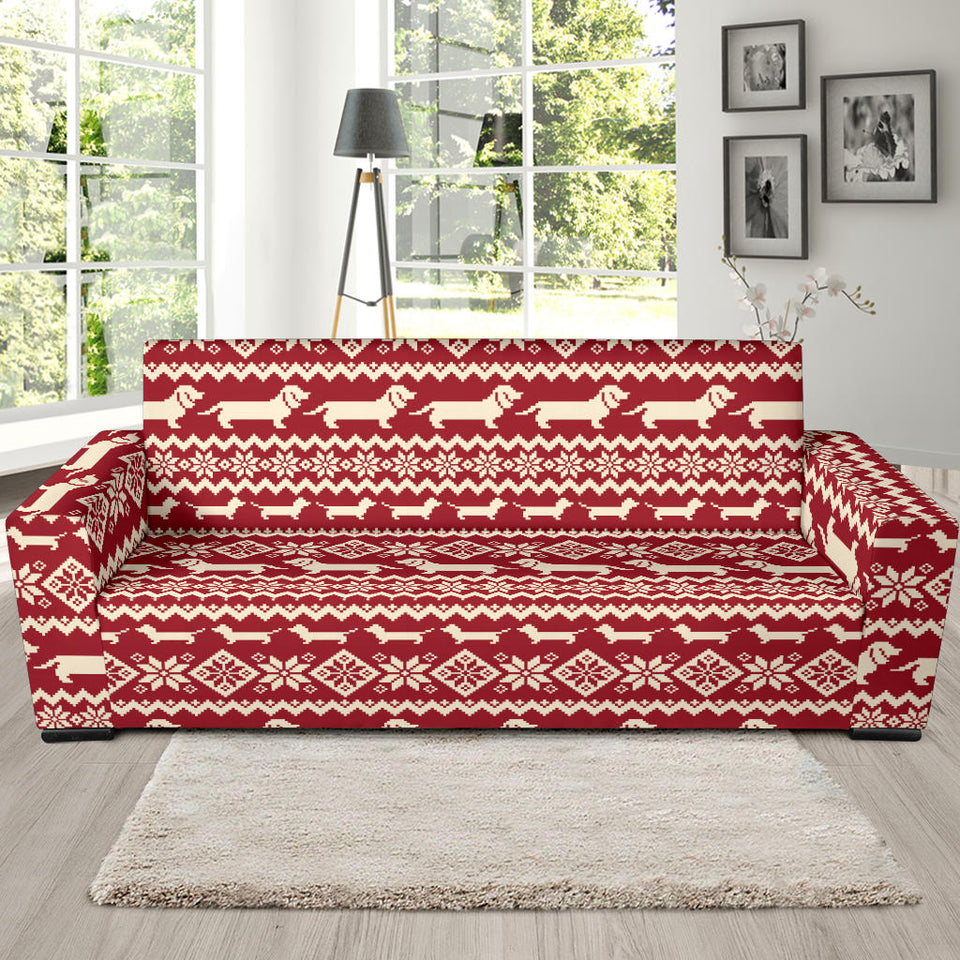 Dachshund Nordic Pattern Sofa Slipcover