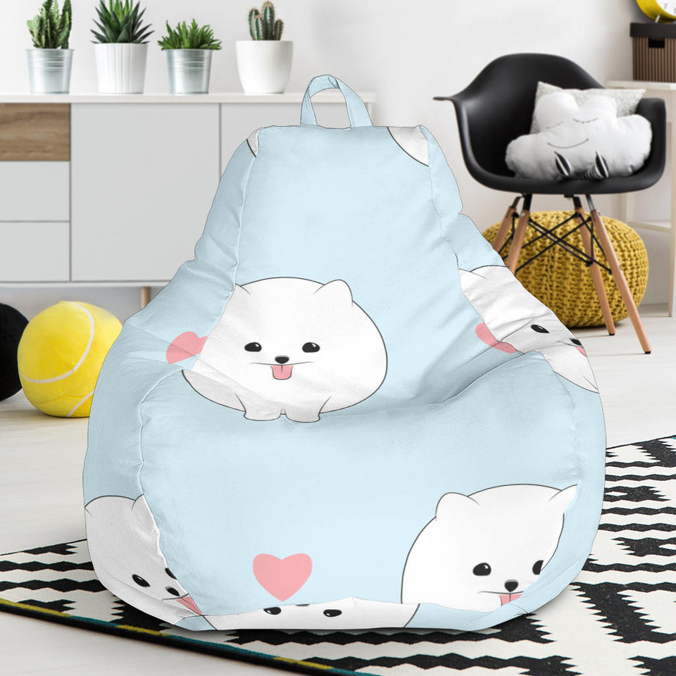 White Cute Pomeranian Pattern Bean Bag Cover