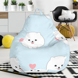 White Cute Pomeranian Pattern Bean Bag Cover
