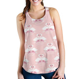 White swan and flower love pattern Women Racerback Tank Top