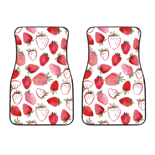 Watercolor Hand Drawn Beautiful Strawberry Pattern Front Car Mats