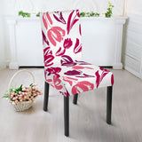 Pink Sketch Tulip Pattern Dining Chair Slipcover