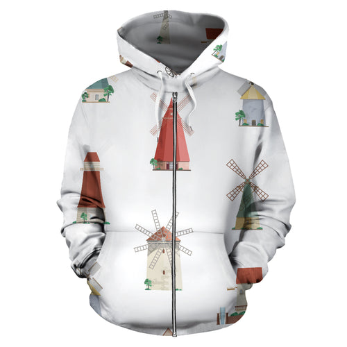 Windmill Design Pattern Zip Up Hoodie