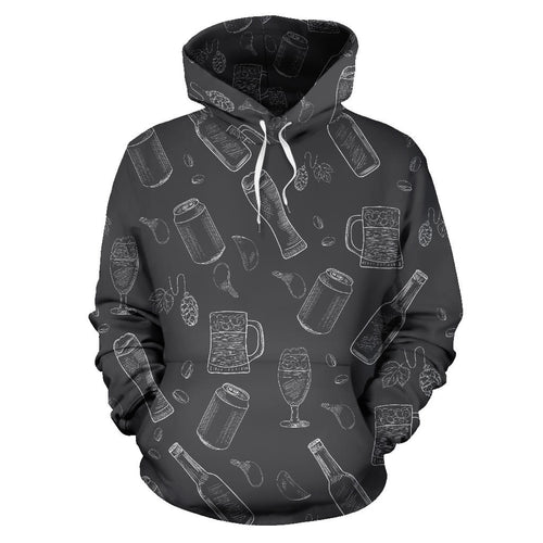 Beer Hand Drawn Pattern Men Women Pullover Hoodie