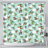 Helicopter Design Pattern Shower Curtain Fulfilled In US