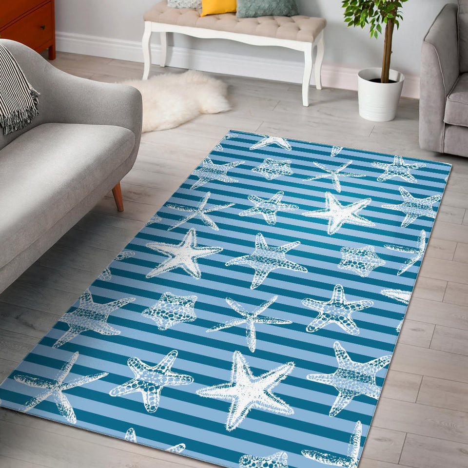 Starfish Blue Blackground Area Rug