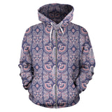 Indian Batik Style Pattern Zip Up Hoodie