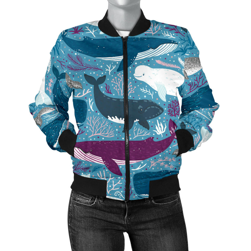 Whale Design Pattern Women'S Bomber Jacket