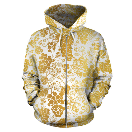 Gold Grape Pattern Zip Up Hoodie