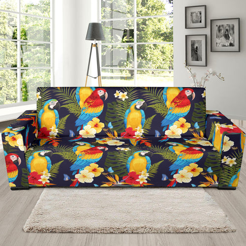 Colorful Parrot Flower Pattern Sofa Slipcover