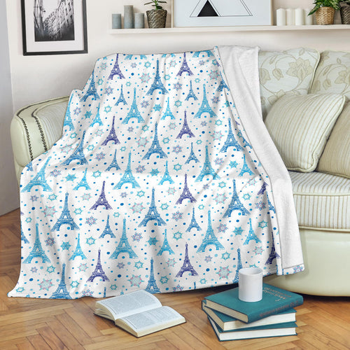 Eiffel Tower Pattern Print Design 01 Premium Blanket