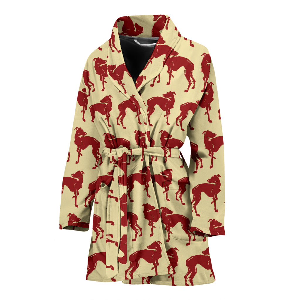 Greyhound Pattern Print Design 04 Women's Bathrobe