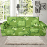 Broccoli Pattern Green Background Sofa Slipcover