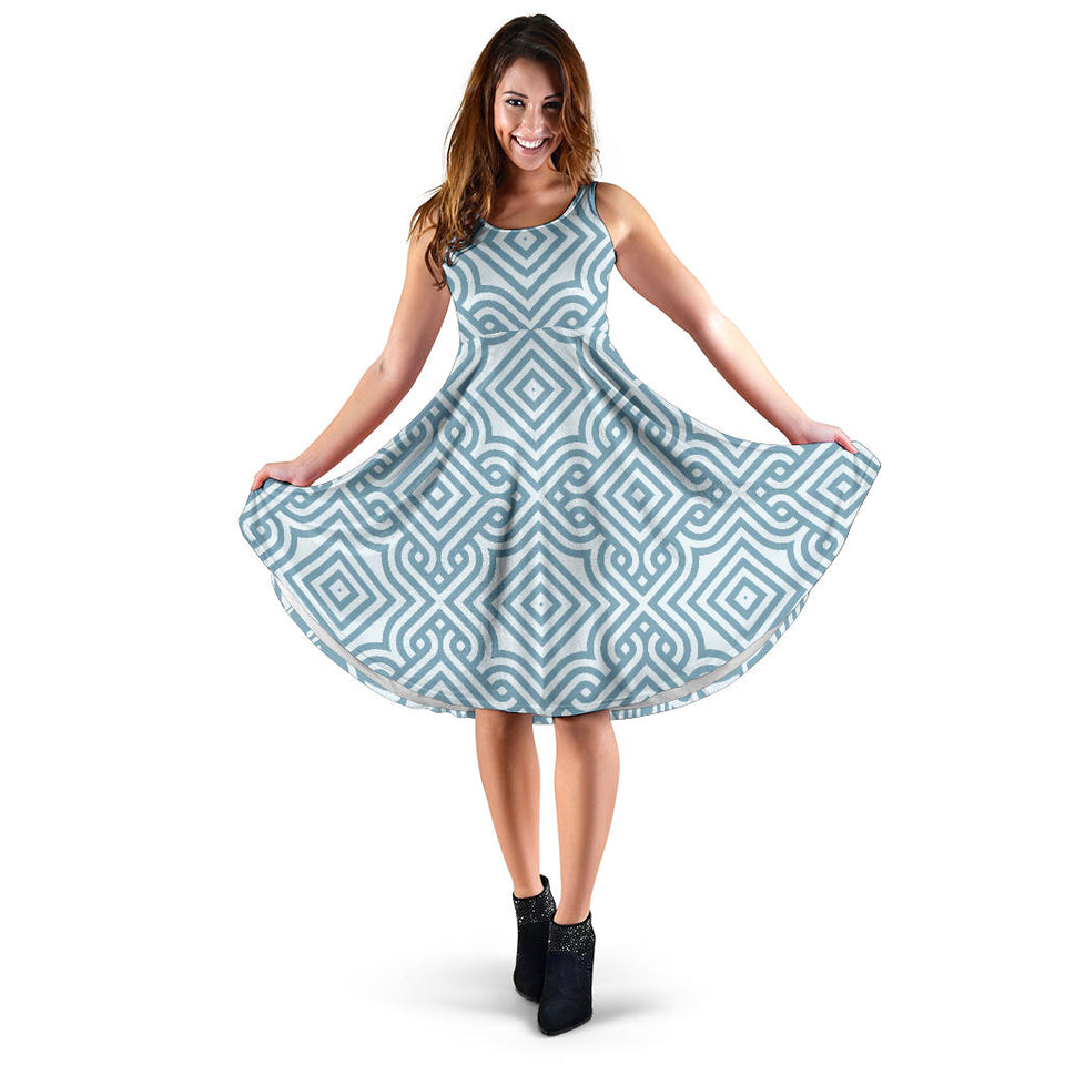 Arabic Pattern Sleeveless Midi Dress
