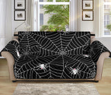 Spider web design pattern Black background white cobweb Sofa Cover Protector