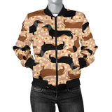 Dachshund Floral Background Women'S Bomber Jacket