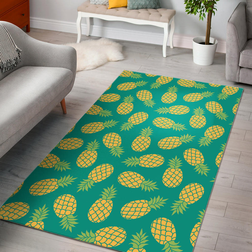 Pineapples Pattern Green Background Area Rug