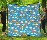 Rainbows Sky Clouds Pattern Premium Quilt