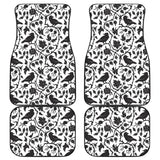 Crow Dark Floral Pattern Front And Back Car Mats