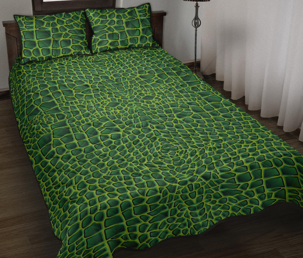 Crocodile Skin Printed Quilt Bed Set