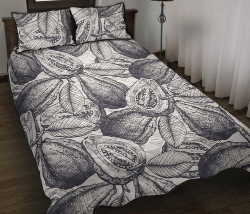Guava tropical hand drawn pattern Quilt Bed Set