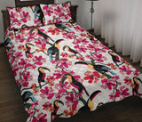 Toucan flower design pattern Quilt Bed Set