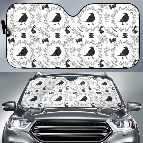 Crows Floral Wreath Rabbit Pattern Car Sun Shade