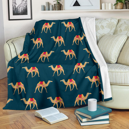 Camel Pattern Blue Blackground Premium Blanket