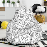 Cartoon Hand Drawn Ice Cream Black White Bean Bag Cover