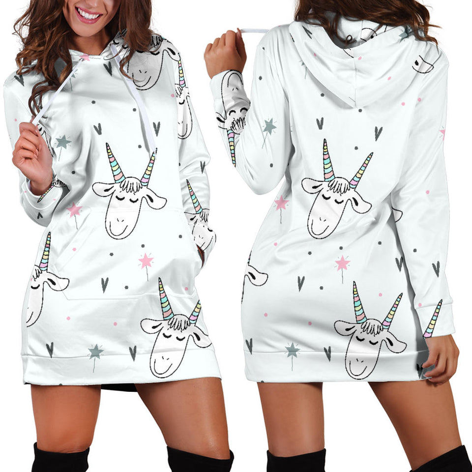 Cute Goat Design Pattern Women'S Hoodie Dress