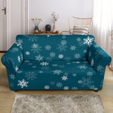 Snowflake Pattern Dark Background Loveseat Couch Slipcover