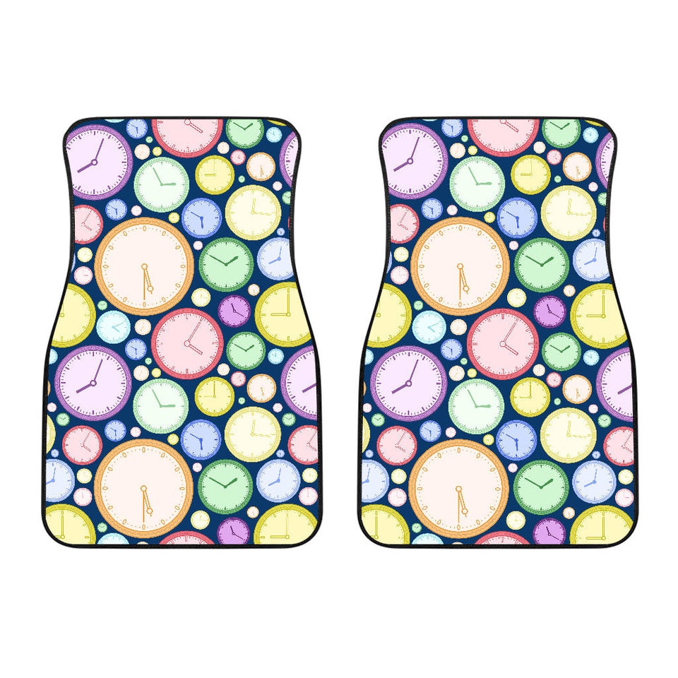 Colorful Clock Background Front Car Mats