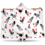 Cool Rooster Chicken Cock Floral Ornament Background Hooded Blanket