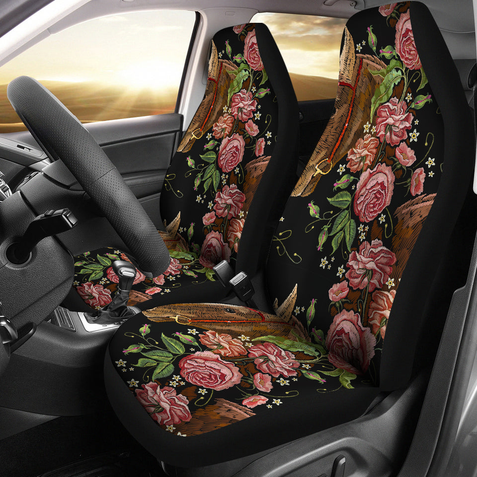 Horse Head Wild Roses Pattern Universal Fit Car Seat Covers