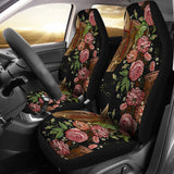 Horse Head Wild Roses Pattern Universal Fit Car Seat Covers