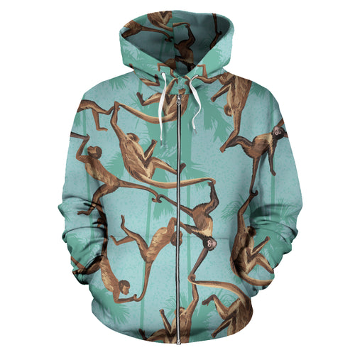 Monkey Palm Tree Background Zip Up Hoodie