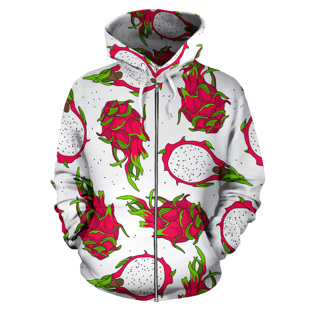 Dragon Fruits White Background Zip Up Hoodie