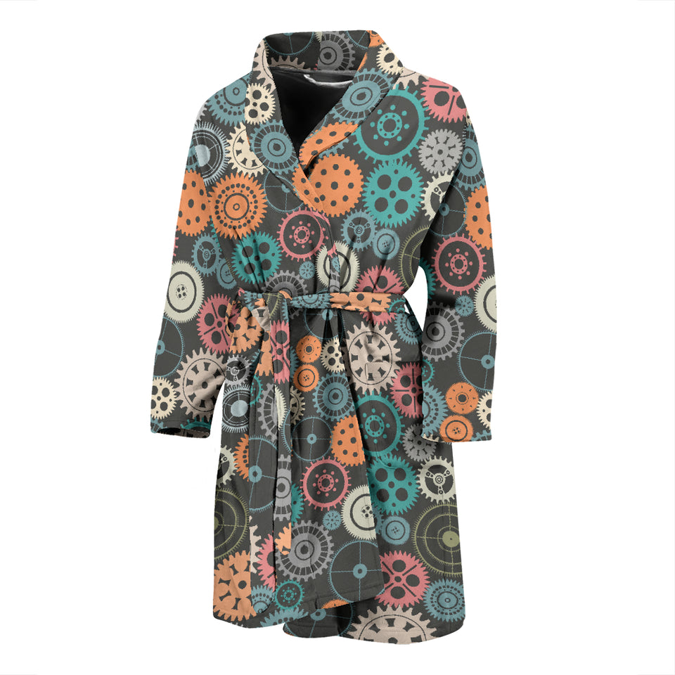 Gear Pattern Print Design 05 Men's Bathrobe