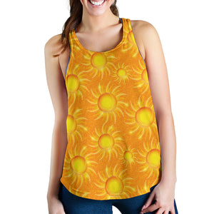 Sun orange background Women Racerback Tank Top