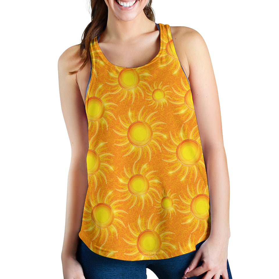 Sun orange background Women Racerback Tank Top