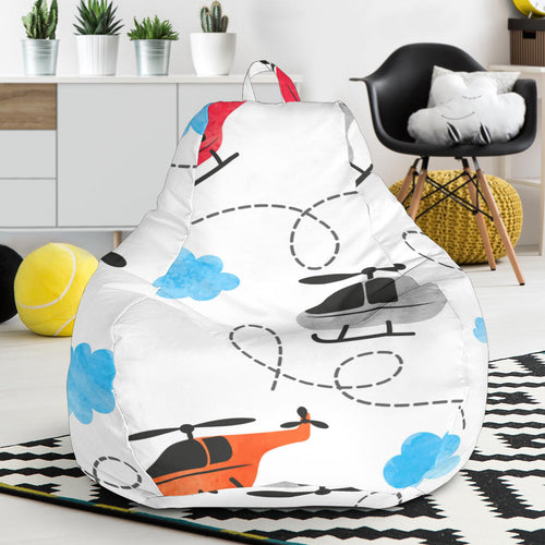 Watercolor Helicopter Cloud Pattern Bean Bag Cover