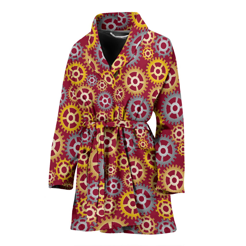 Gear Pattern Print Design 04 Women's Bathrobe