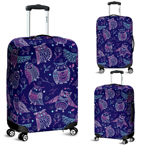 Cute Owls Pattern Boho Style Ornament Luggage Covers