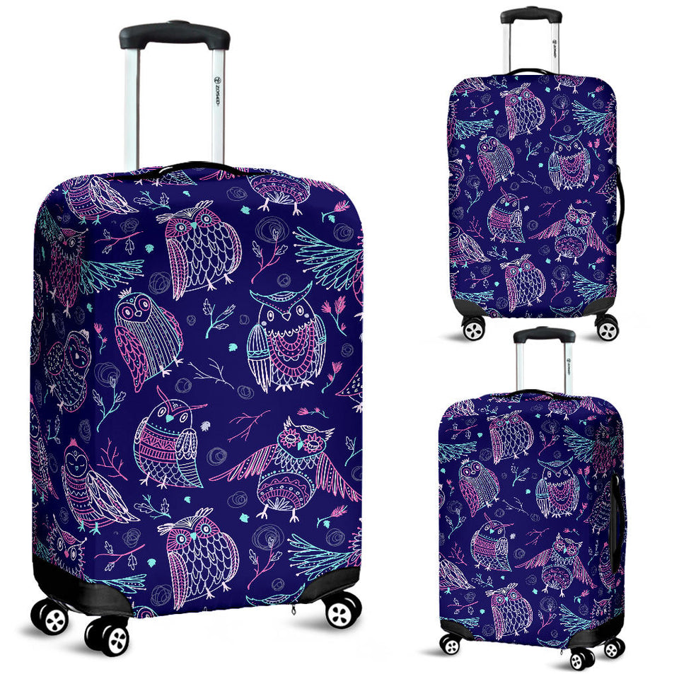 Cute Owls Pattern Boho Style Ornament Luggage Covers