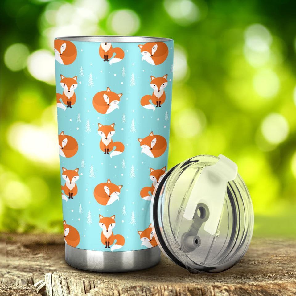 Fox Pattern Blue B Ackground Tumbler