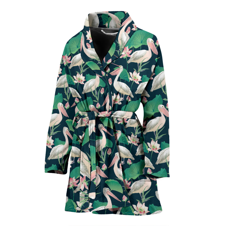 Pelican Pattern Print Design 03 Women's Bathrobe