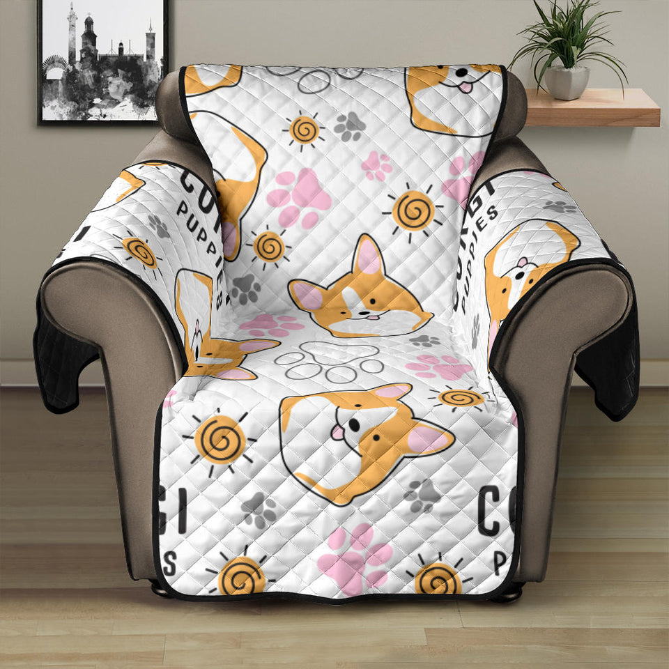 Corgi Dog Pattern Recliner Cover Protector
