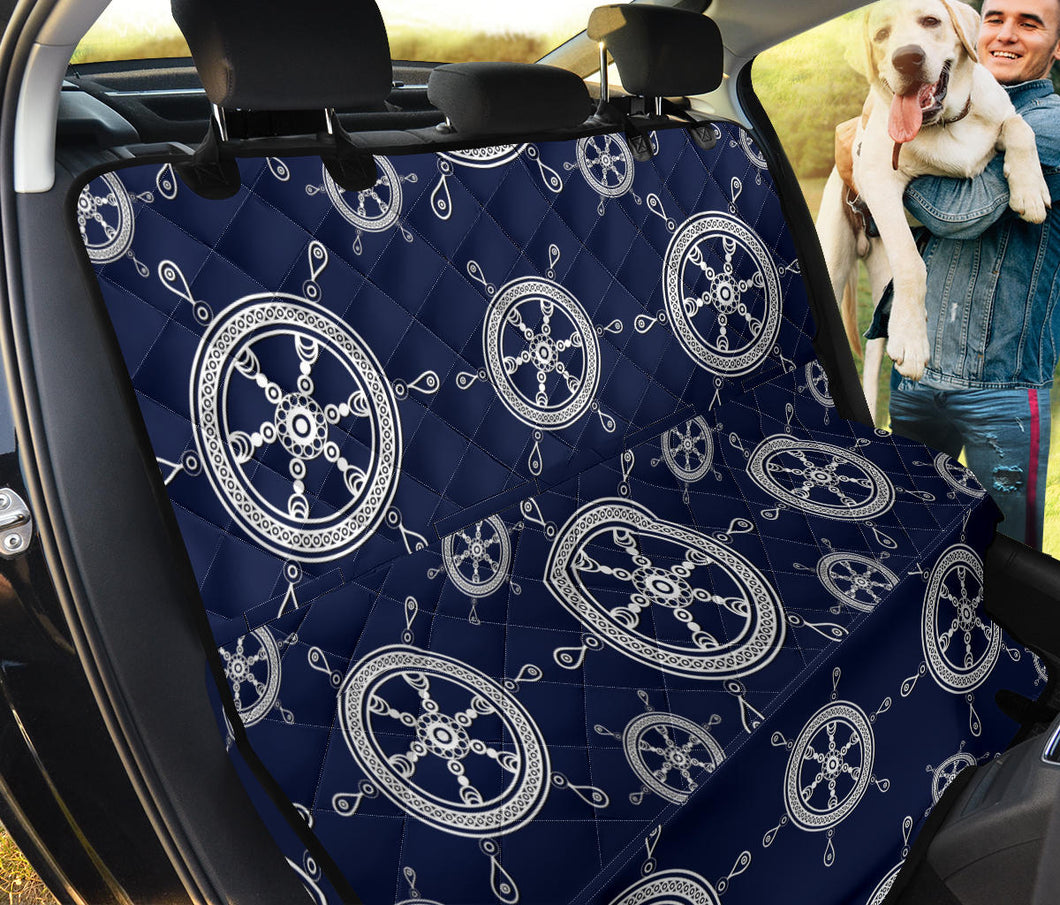 Nautical Steering Wheel Design Pattern Dog Car Seat Covers