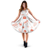 Sushi Pattern Sleeveless Midi Dress