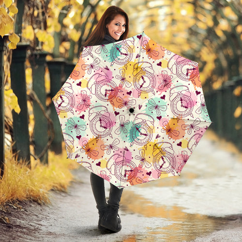 Clock Butterfly Pattern Umbrella
